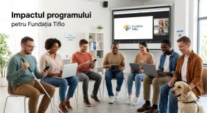 Grup de tineri evaluând impactul unui proiect european în cadrul unui seminar