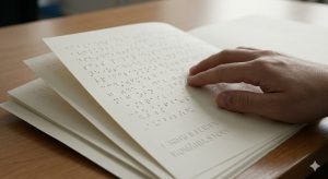 Mâna unui cititor pe o carte braille